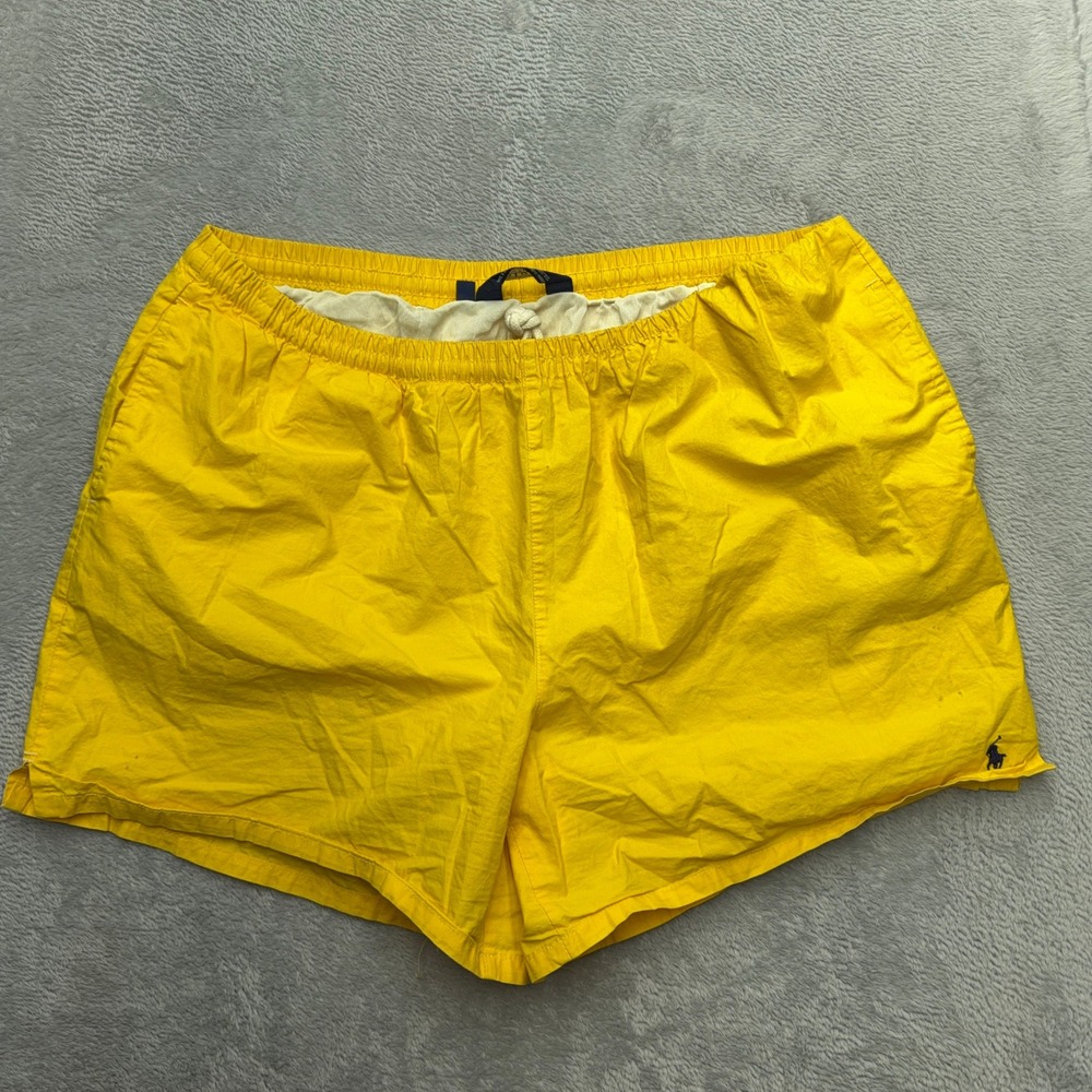 Polo Ralph Lauren Swim Trunks Mens Large Yellow Pony Logo Mesh Lined Shorts